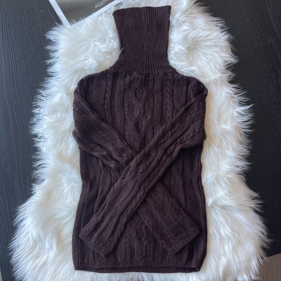 Size XS Turtleneck Wool Brown Sweater Price Firm - Picture 4 of 8